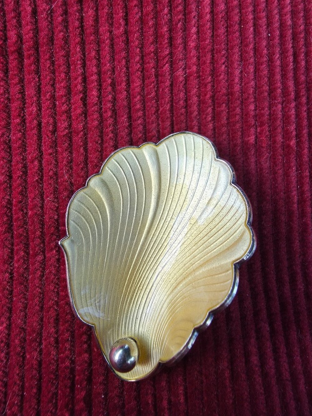 Hroar Prydz Sterling Silver Norway Guilloche Yellow Enamel Modernist Brooch VTG